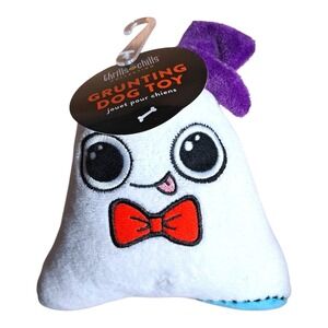 Thrills Chills Grunting Dog Toy Ghost Purple Bowtie Christmas  Stocking Stuffer